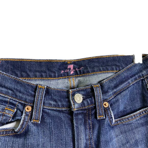 7 For All Mankind Women's Flare‎ Jeans Denim Blue Medium Wash Mid-Rise Size 14 - Picture 3 of 4